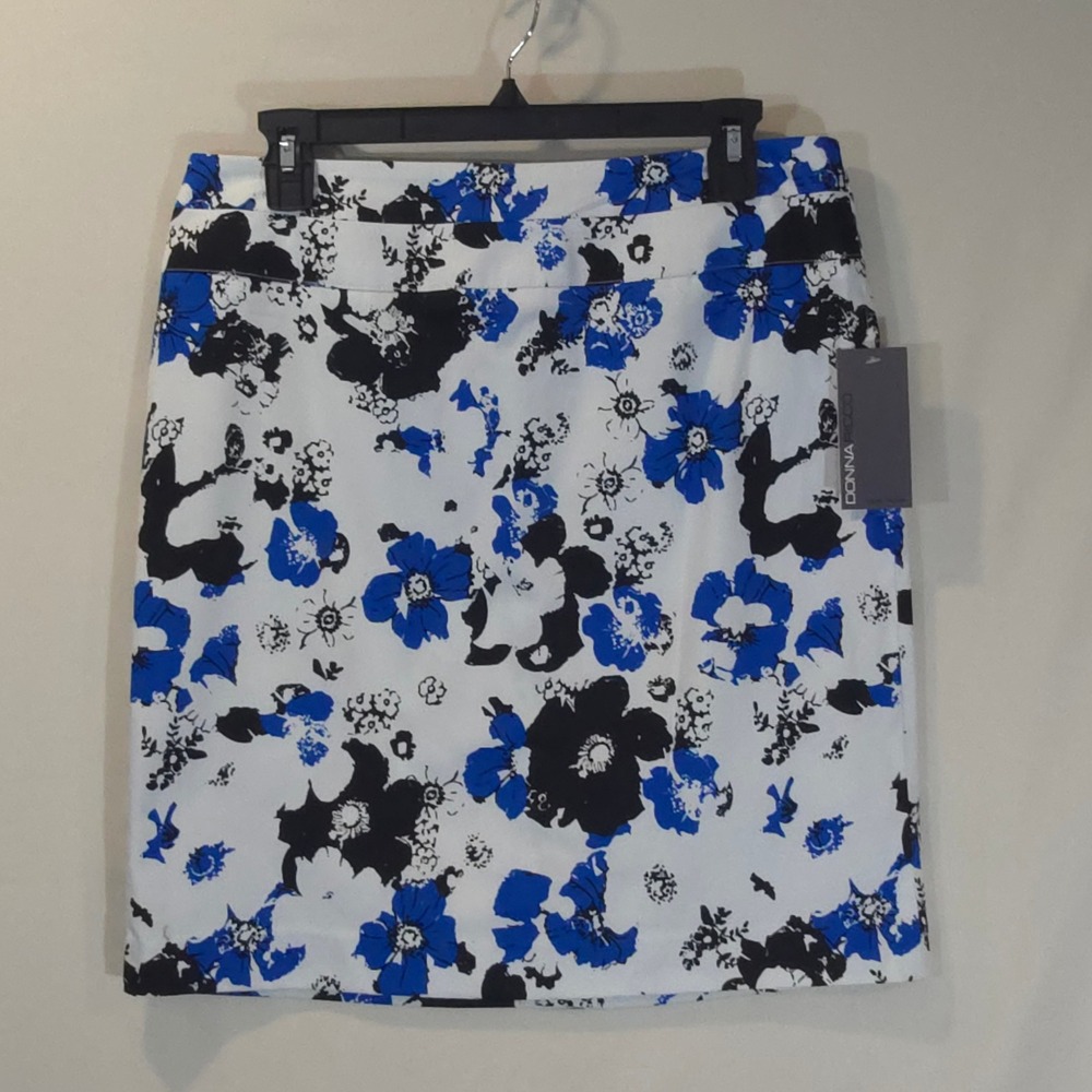 Donna Ricco New York Floral Pencil Skirt White‎ Blue Black Size 8 NWT